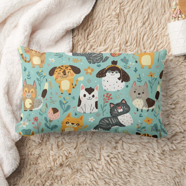 Rectangle Housse de Coussin de Jet Émoussé à Imprimé d'Anima (Couverture)
