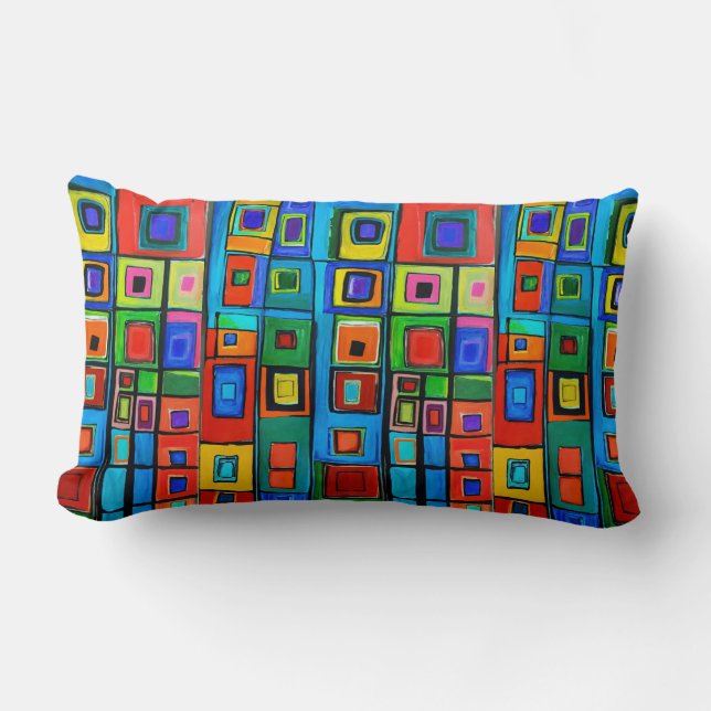 Rectangle Hundertwasser Carré inspiré Coussin (Recto)