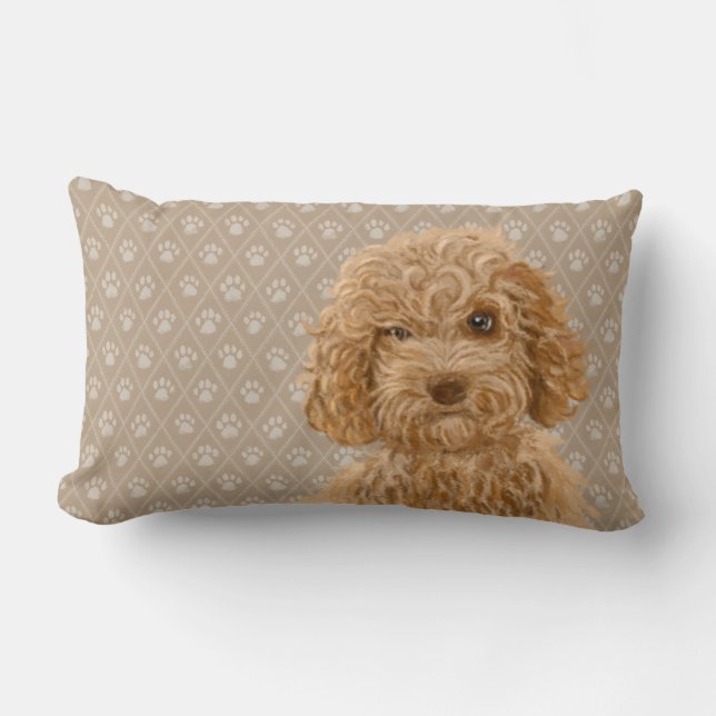 Rectangle Jaune lombaire de coussin de chien de Labradoodle (Recto)