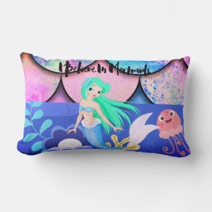 Rectangle Je Crois En Mermaids Lumbar Coussin