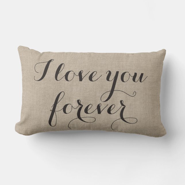 Rectangle Je t'aime pour toujours Coussin sur burlap (Recto)