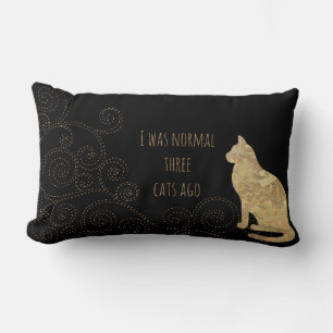 Rectangle J'Étais Normal Il Y A 3 Chats Lumbar Coussin