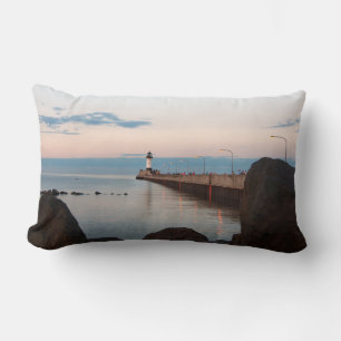 Rectangle Jetée nord du port de Duluth Lumbar coussin