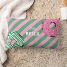 Joli coussin bébé donut rose et vert