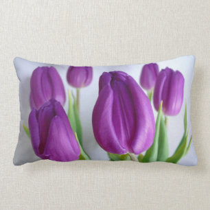 Rectangle Joli coussin décorateur de tulipes lavande-violett