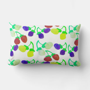 Rectangle Jolies Baies Rouges Bleues Jaunes Coussin de Jet O