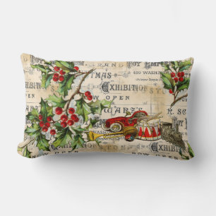 Rectangle Jouets de Noël Vintage et Coussin Holly Lumbar