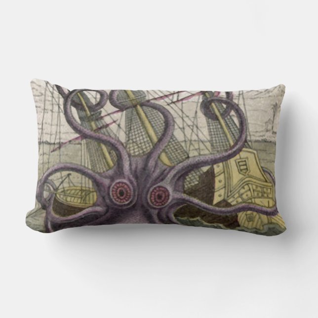 Rectangle Kraken/poulpe Eatting un coussin lombaire de (Recto)