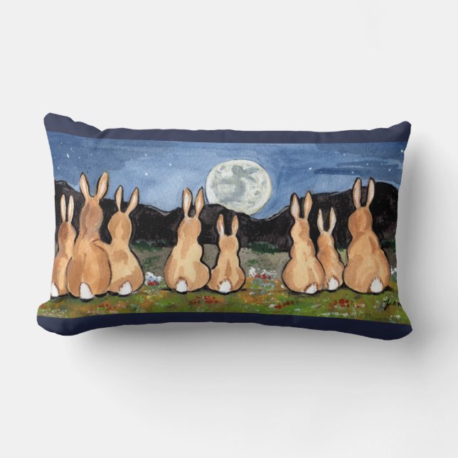 Rectangle "Lapin dans la lune" Jetez un Coussin Accent (Recto)