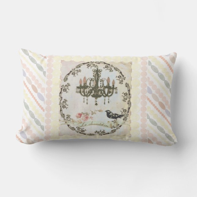 Rectangle « Le Chandelier » Perles et Roses  Coussin (Recto)