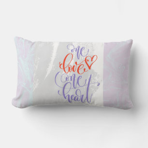 Rectangle Light Pastel Marble Love One Heart Lumbar Coussin