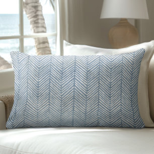Rectangle Ligne Bleue Côtière Motif Lumbar Coussin