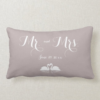 Rectangle M. et Mme Elegant Grey Mariage Swans Coussin