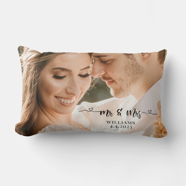 Rectangle M. et Mme Mariage Couple Coussin (Recto)