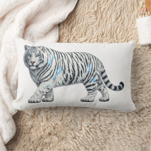 Rectangle Magnifique Coussin Lombaire Artistique au Tigre Bl