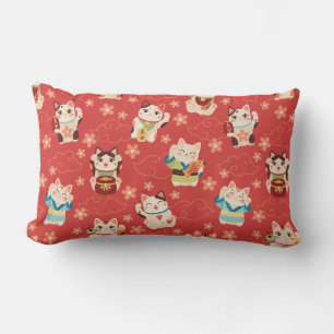 Rectangle Maneki Neko Chats Chanceux Coussin Jeté