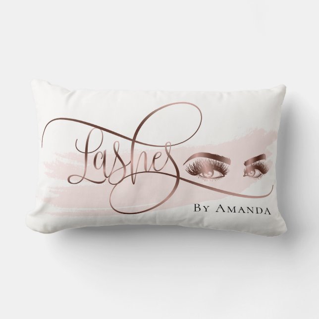 Rectangle Maquillage Pinky Lash Beauté Blush Lumbar Coussin (Recto)