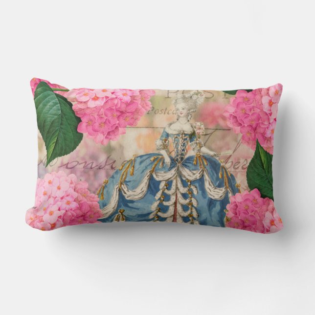 Rectangle Marie Antoinette Rose Hydrangeas Lumbar Coussin (Recto)