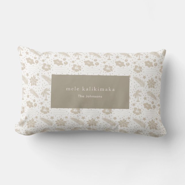 Rectangle Mele Kalikimaka Hawaiian Floral Beig Coussin (Recto)