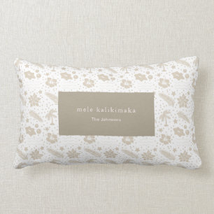 Rectangle Mele Kalikimaka Hawaiian Floral Beig Coussin