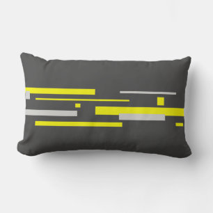 Rectangle Minimalisme Art Abstrait Coussin Coussin gris jaun