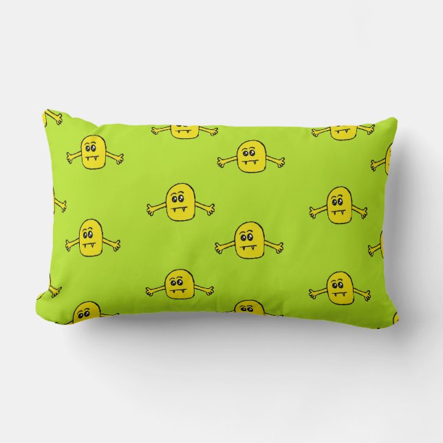 Rectangle Monstre jaune sur coussin lombaire vert (Recto)