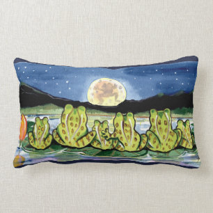 Rectangle Moon Frogs Family Night Designer Coussin