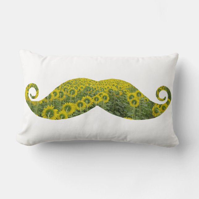 Rectangle Mustache Sunflowers Lumbar Coussin 33 cm x 53 cm (Recto)