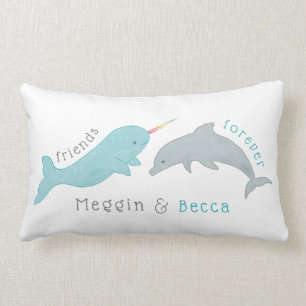Rectangle Narwhal Dauphin amis Forever Coussin