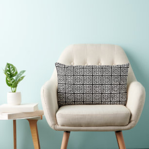 Rectangle Noir Blanc amusant lumbar coussin