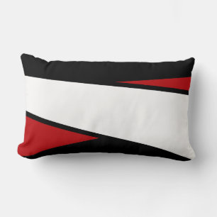Rectangle Noir, Blanc, Rouge Grilles Design, Lumbar Coussin