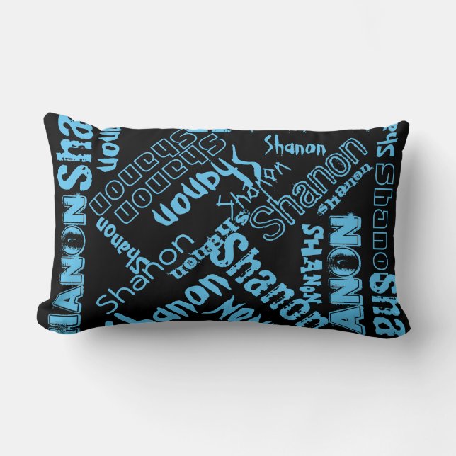 Rectangle Noir, Bleu glacé, Coussin gris Nom Collage inverse (Recto)