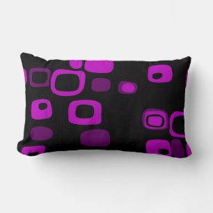 Rectangle Noir, violet, violet rétro Art Abstrait 2 Coussin