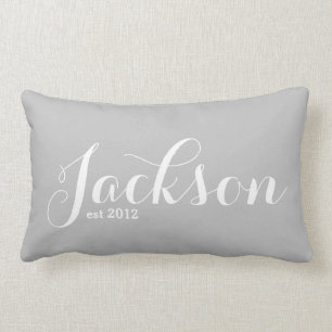 Rectangle Nom Lumbar Coussin gris et blanc