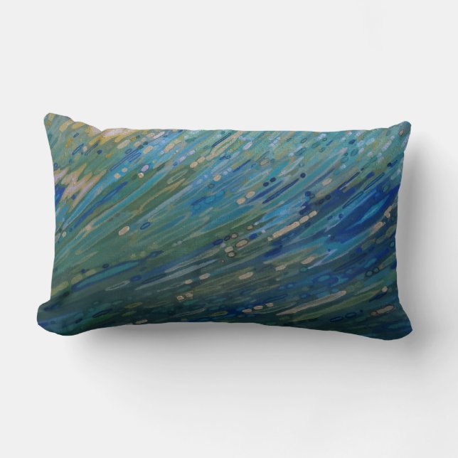 Rectangle Nuances de coussin côtier bleu et vert de vague (Recto)