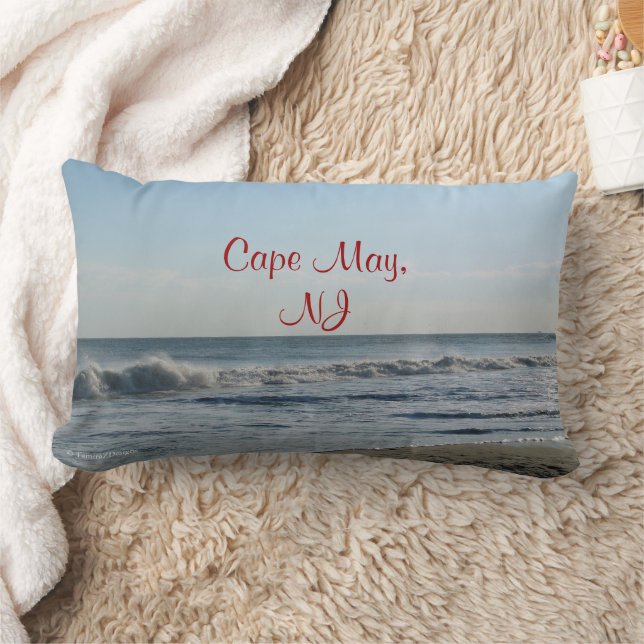 Rectangle Ocean Waves & Sand Cape May, NJ Coussin (Couverture)