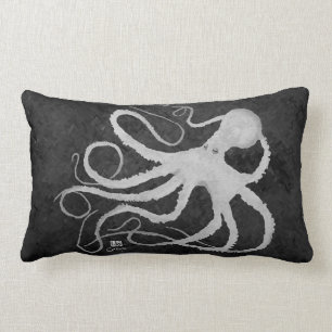 Rectangle Octopus on Dark Grey - Lumbar Coussin