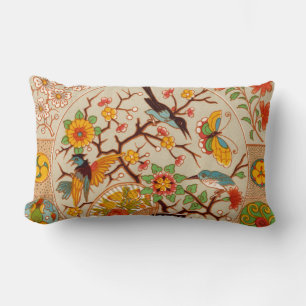Rectangle Oiseaux et papillons Lumbar Coussin