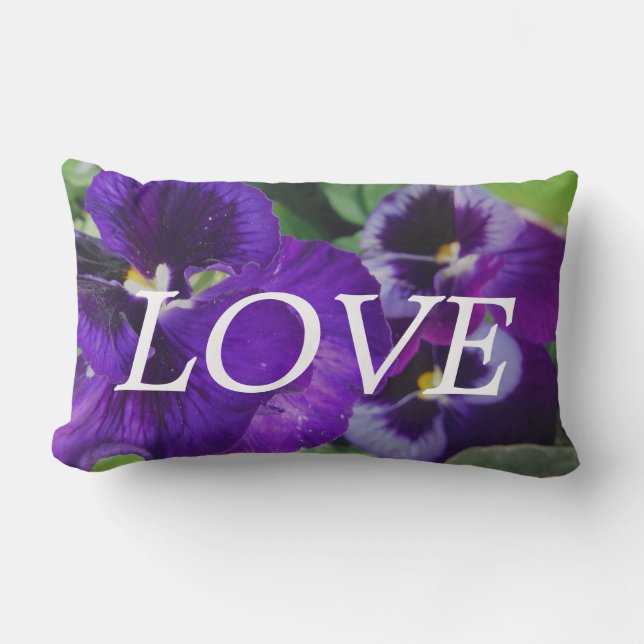 Rectangle OVE Purple Pansies, coussin d'inspiration fleurs (Recto)