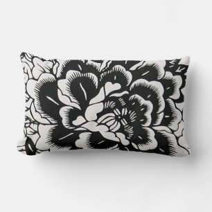 Rectangle Peine coupée en papier chinoise en noir - Coussin