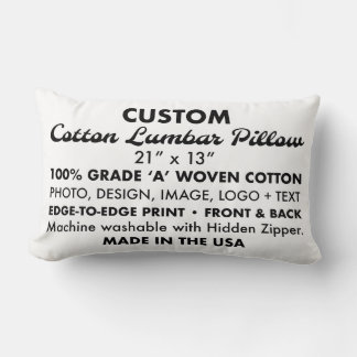 Rectangle Personnalisé Cotton Lumbar Coussin 21" x 13"