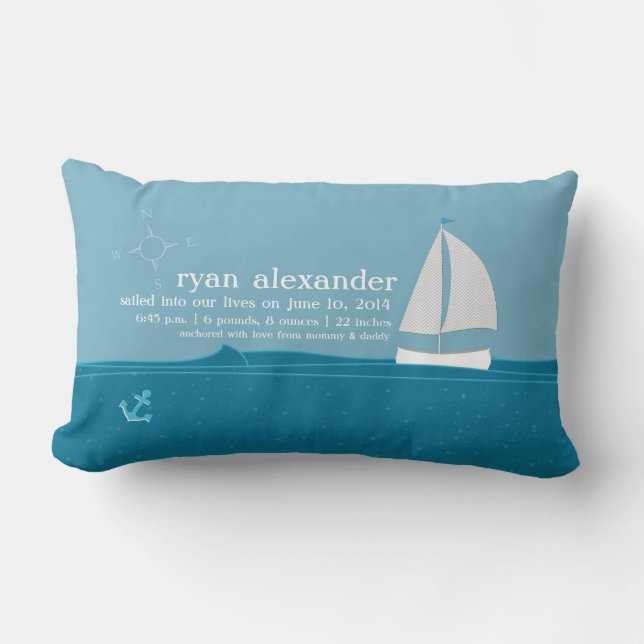 Rectangle Petit coussin de faire-part de naissance de marin (Recto)