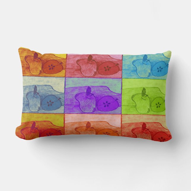 Rectangle Pop Art Apple Lumbar Accent Coussin (Recto)