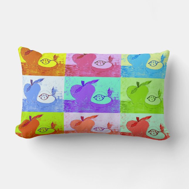 Rectangle Pop Art Apple Lumbar Accent Coussin (Recto)