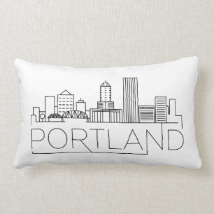 Rectangle Portland, Oregon Skyline Coussin Lumbar