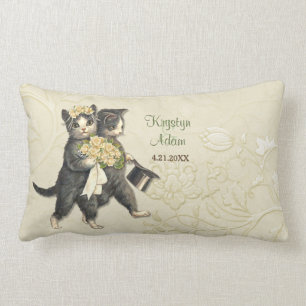 Rectangle Posh Cats Mariage Ivory -Lumbar Coussin