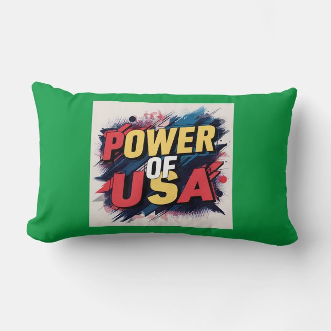 Rectangle Power of USA Coussin - Bold Patriotic Design (Recto)