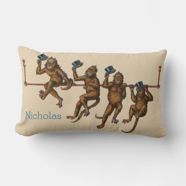 Rectangle Quatre singes Lumbar Coussin (Recto)