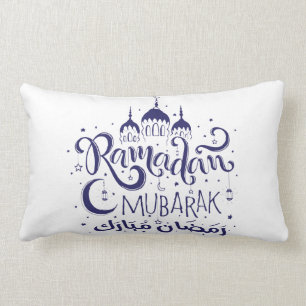 Rectangle Ramadan Mubarak Coussin BLueNight MoonLight Coussi