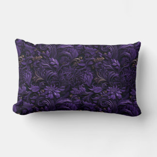 Rectangle Rococo Realms : Coussin foncé violet et or complex